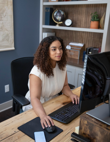 woman working on a computer